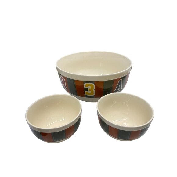 Threshold Stoneware Mixing Bowl Set Of 3 With Colorful Stripes - Picture 1 of 6